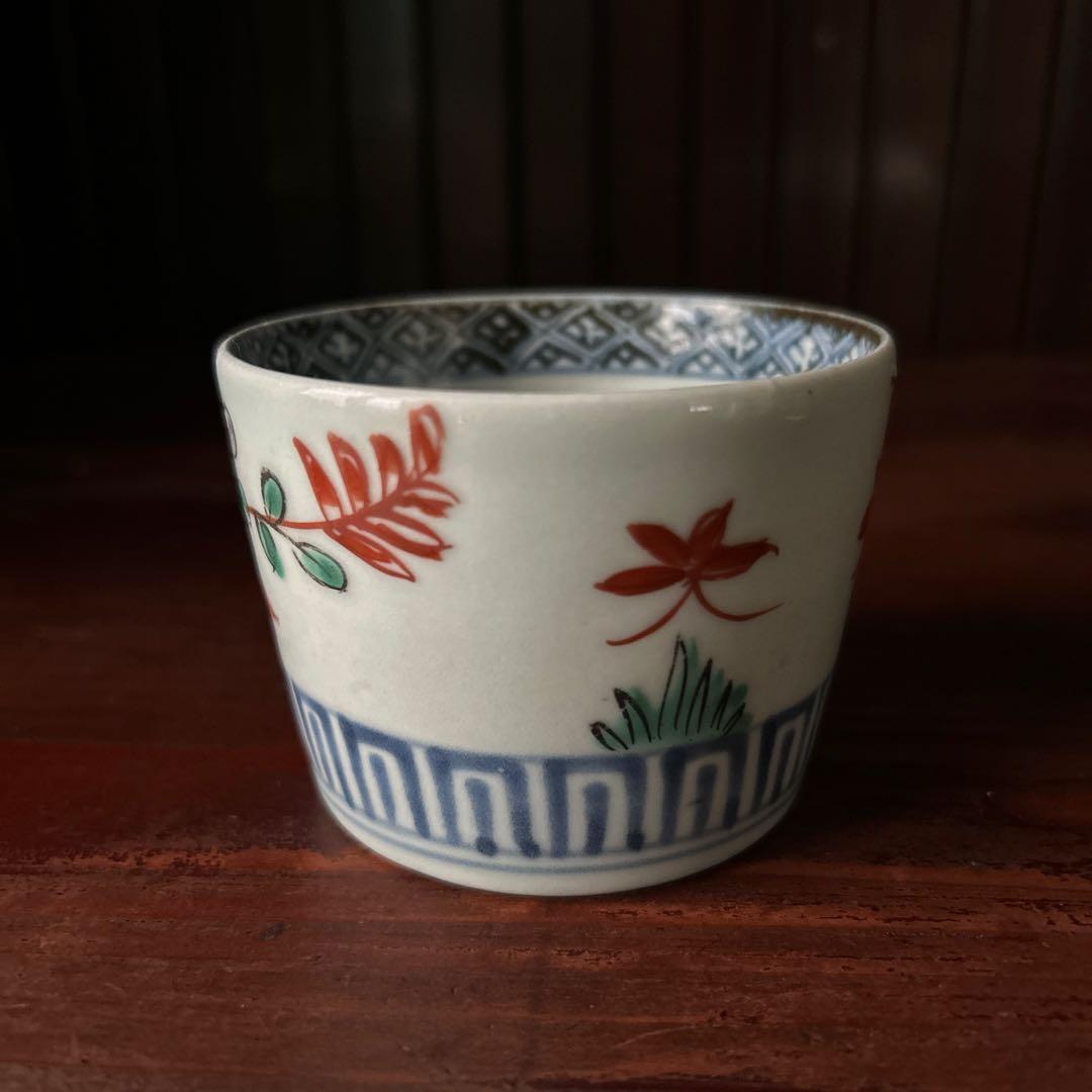 古伊万里色絵 萩扇図 江戸後期 猪口 - メルカリ