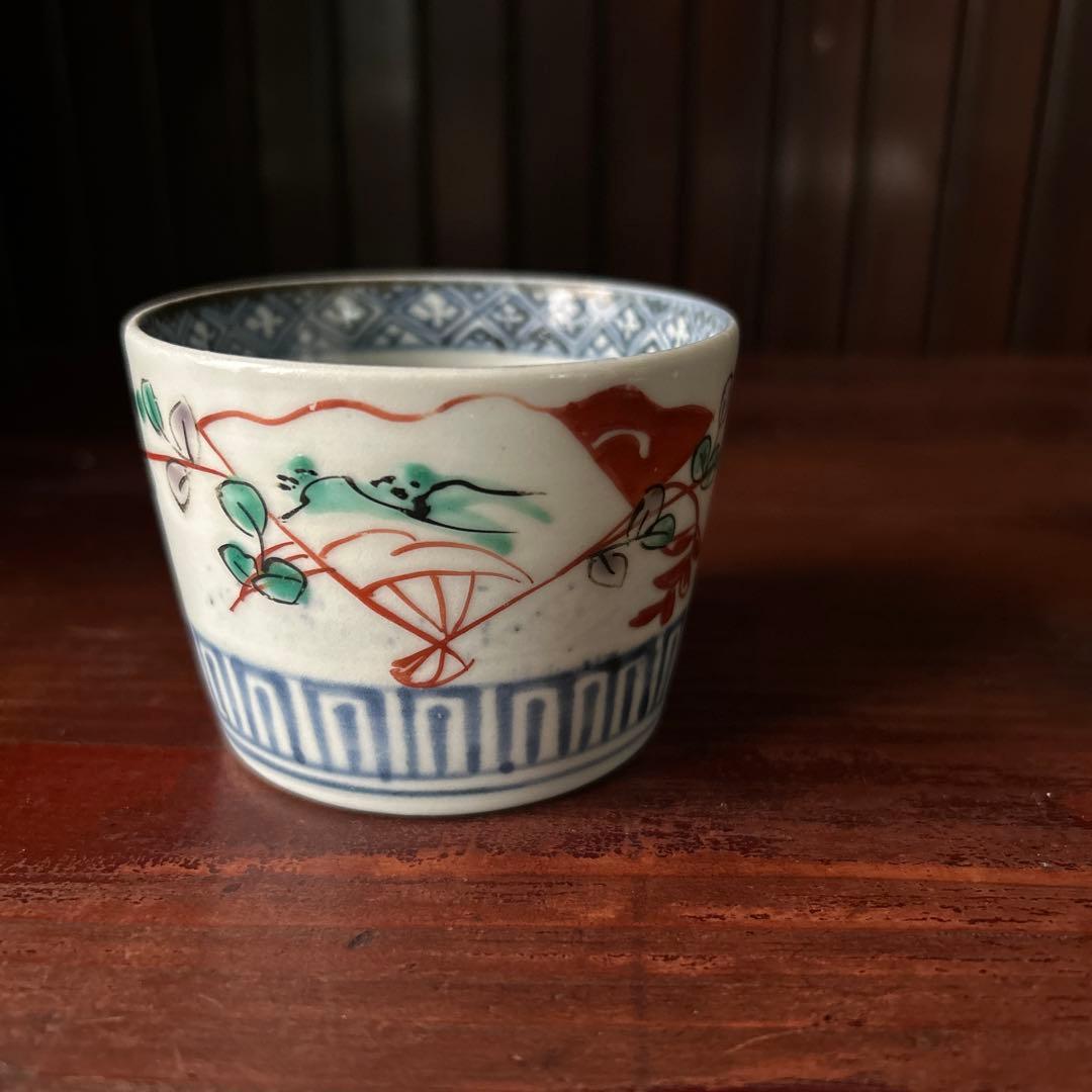 古伊万里色絵 萩扇図 江戸後期 猪口 - メルカリ