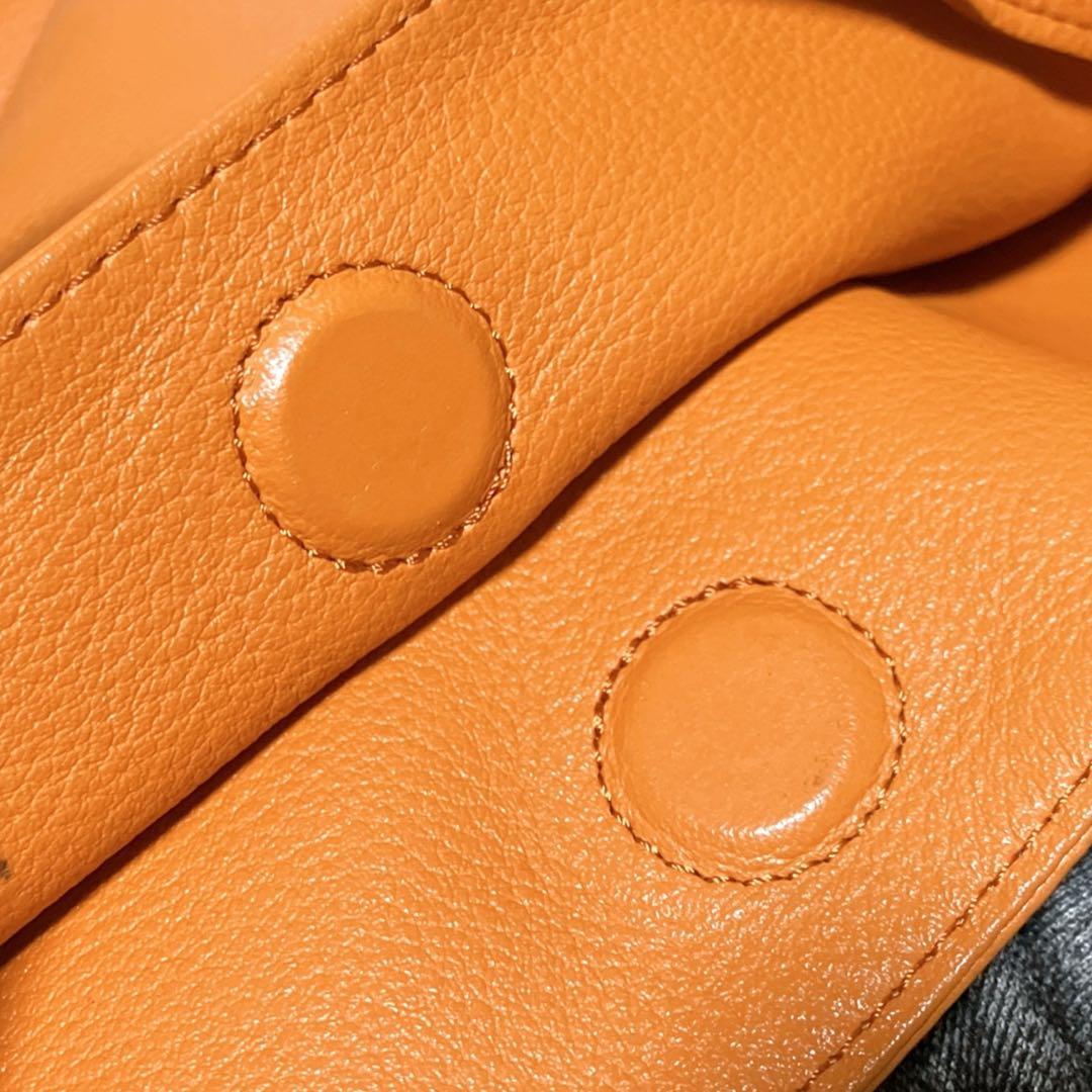 銀座和光 WAKO ワコー A4収納可 オールシボレザー ハンドバッグ オレンジ