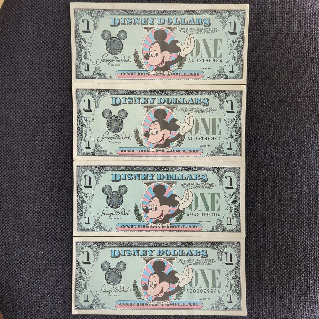 Disney ディズニーダラー 1ドル札 4枚セット - メルカリ