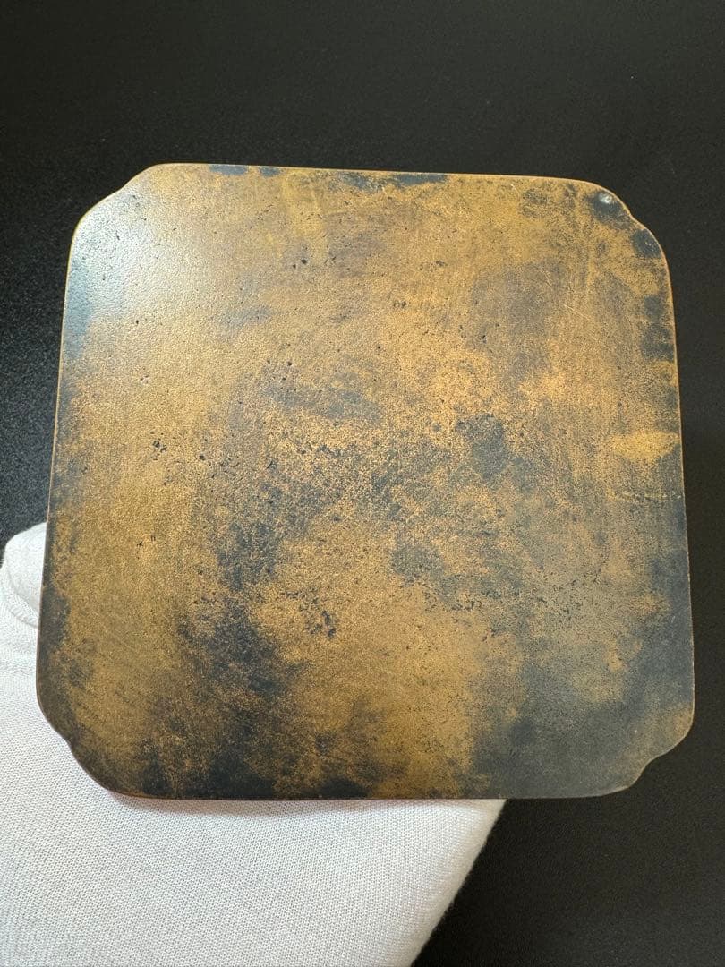 宋時代 四角銅鏡 W銅製の彫刻 中国古美術 極細工 工芸品 美術品置物 古鏡