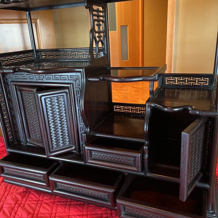 黒檀 高級 和家具 茶棚 茶箪笥 飾り棚 違い棚 花梨 紫檀 唐木 - メルカリ