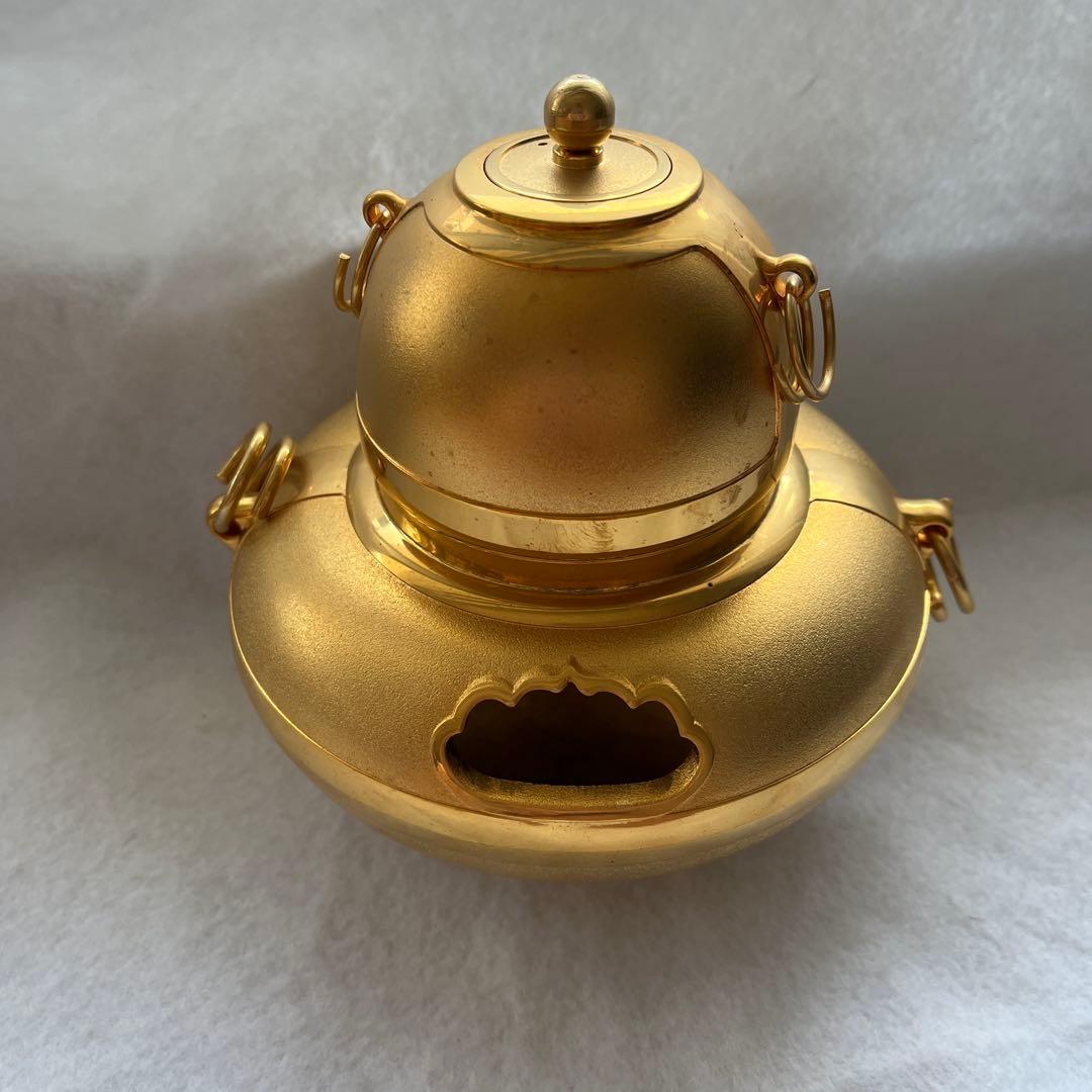 黄金茶釜 24KGP 香炉 銅鋳造インテリア コレクション
