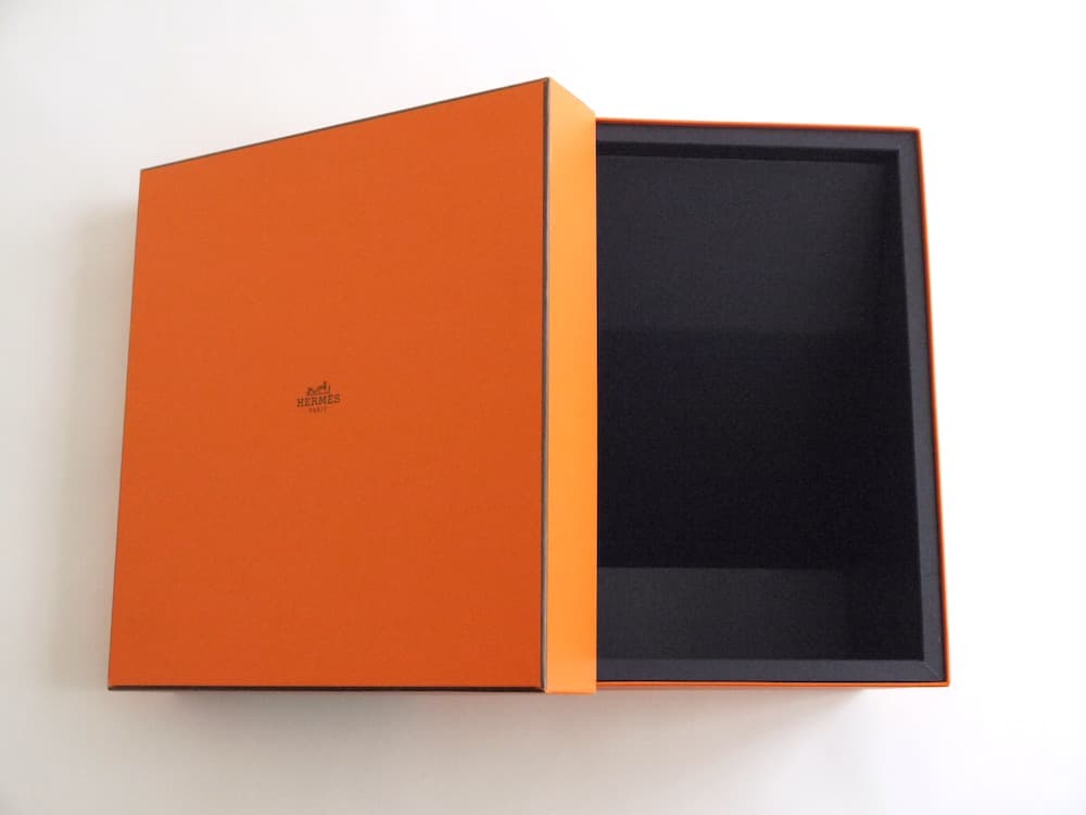 レア！HERMESネイビーボックス空箱 正規品 バーキン25用オレンジ