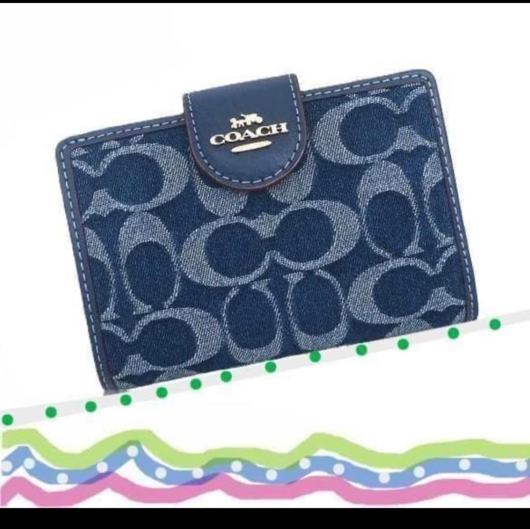 明日まで、コーチ COACH ミディアム コーナー ジップ シグネチャー デニム 公式】ミディアム コーナー ジップ ウォレット・シグネチャー デニム