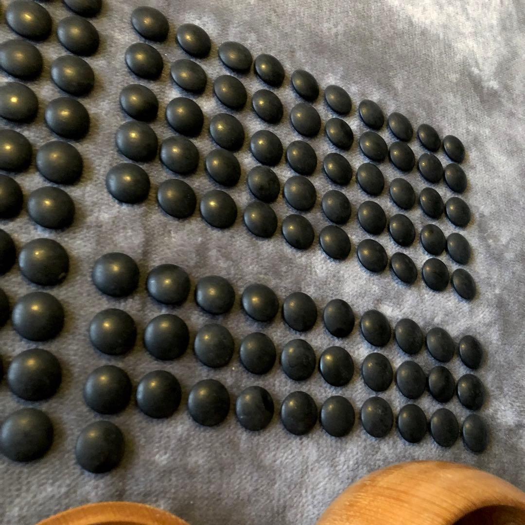 蛤碁石 那智黒石 34号 銘木桜碁笥