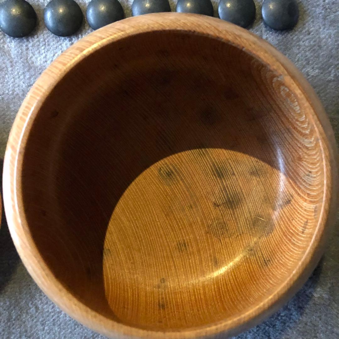 蛤碁石 那智黒石 34号 銘木桜碁笥