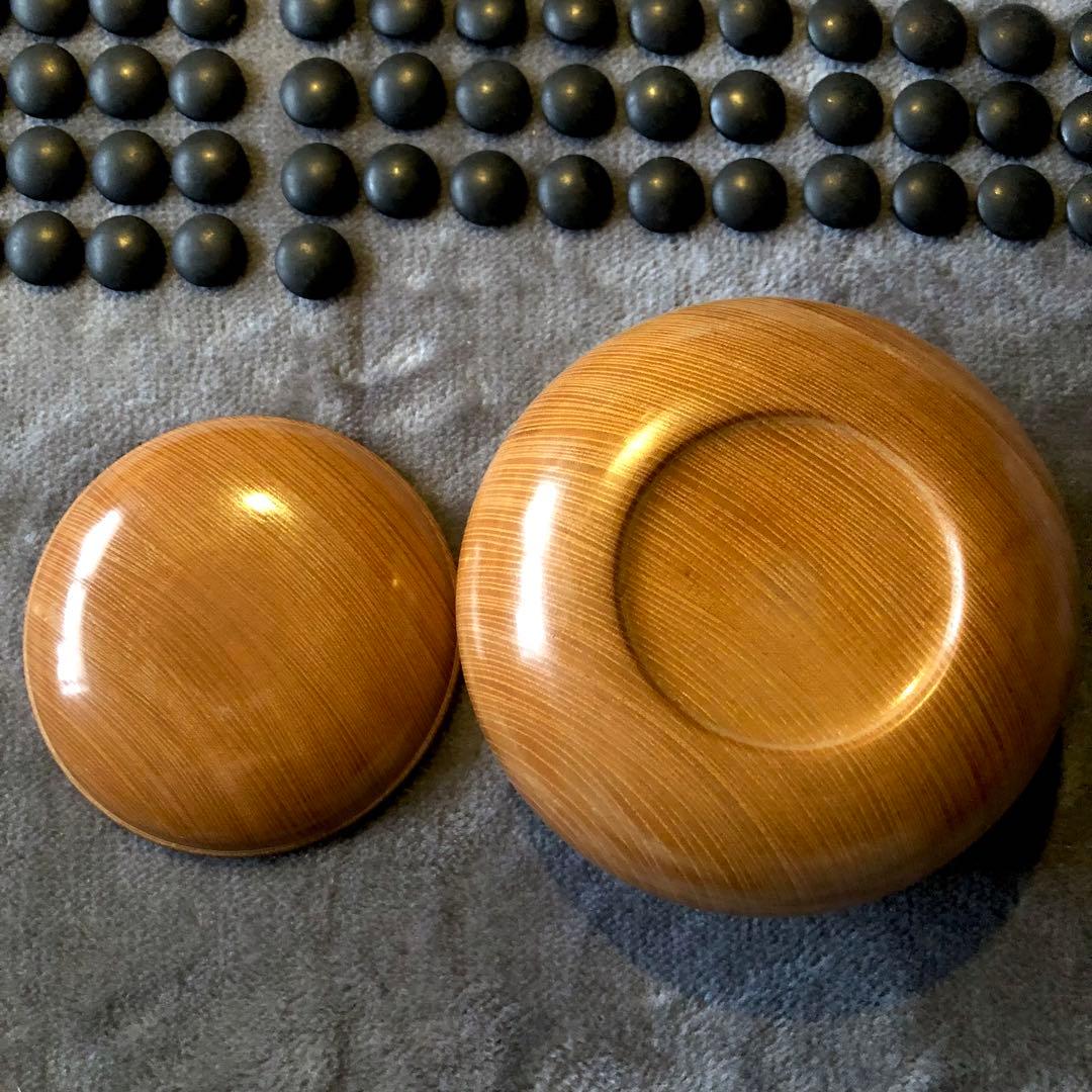 蛤碁石 那智黒石 34号 銘木桜碁笥