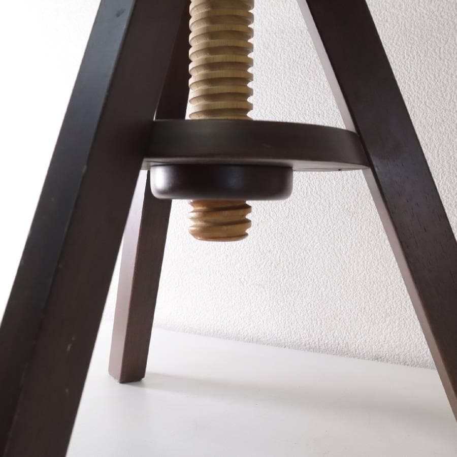 値下広松木工 LUME ルメ 回転 昇降式スツール 座面取り外し可 チェック柄