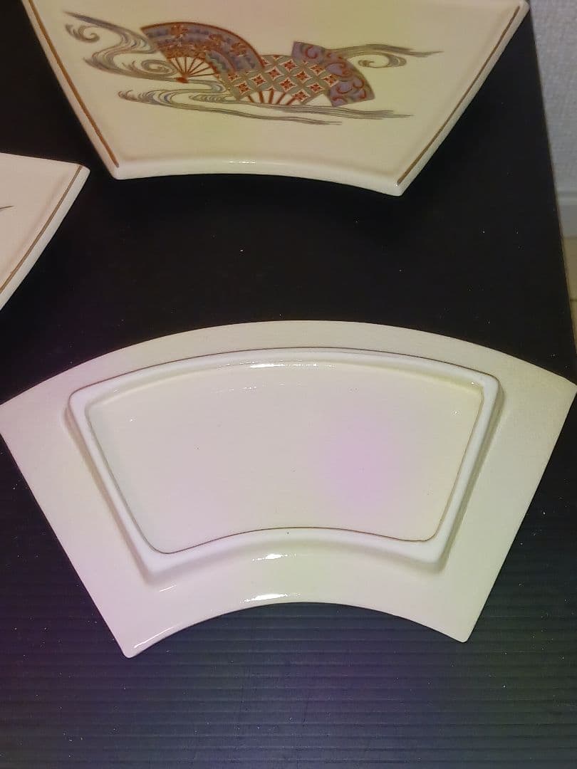 仁清扇流し 銘々皿 加藤善昌 原平窯 未使用保管品