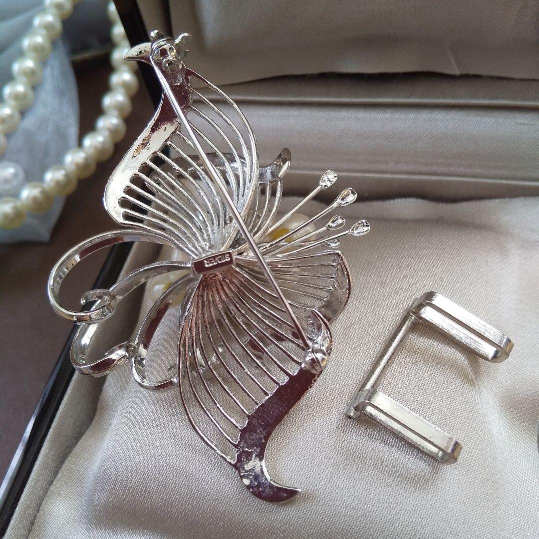 SILVER あこや真珠 パールブローチ 帯留め 結婚式 着物 ウエディング