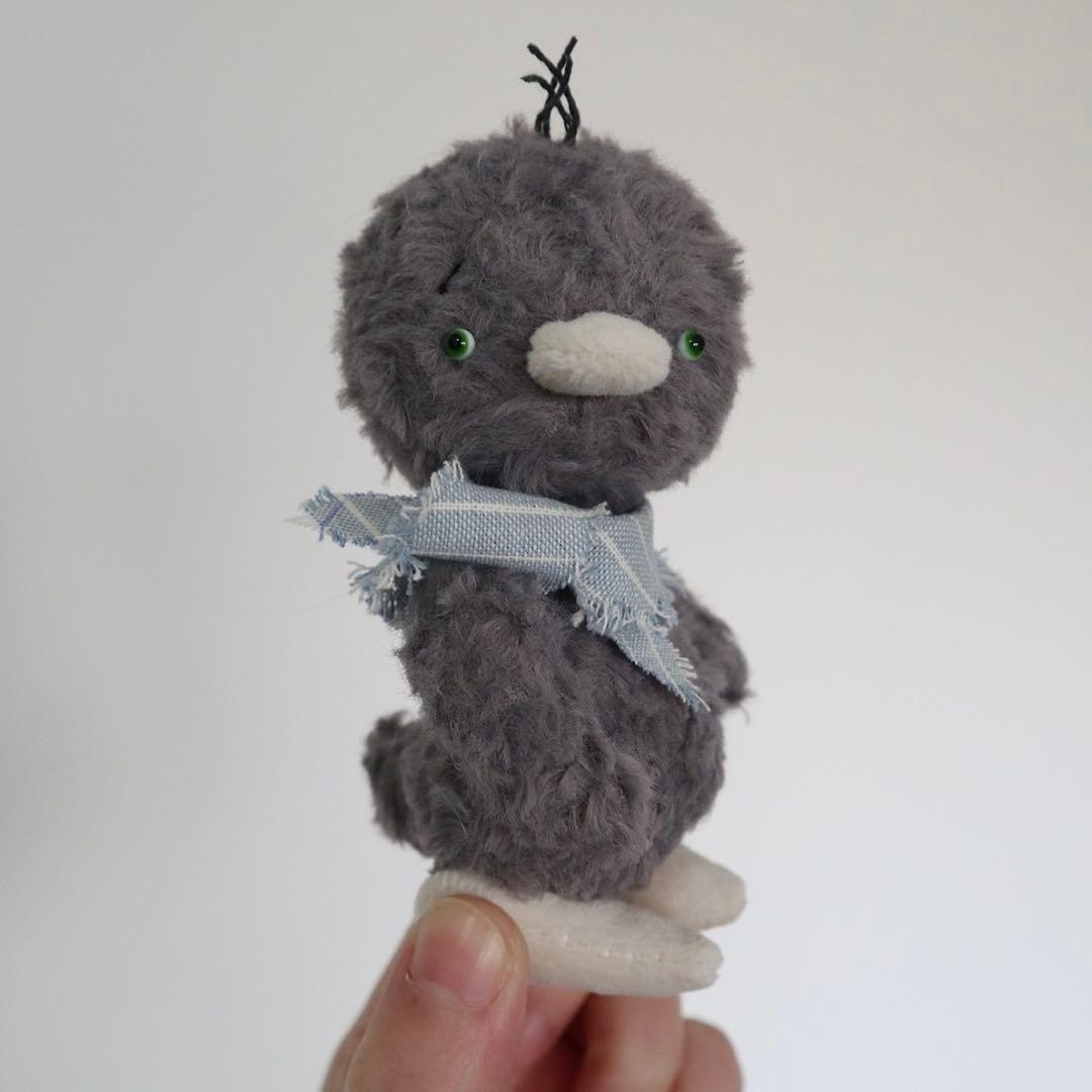 羊毛フェルト ウサギ人形 グレー 作家 ウエノミホコさま