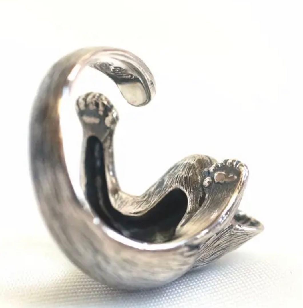 naturama ナチュラマ 指に巻きつく猫リング サファイア　12-13号