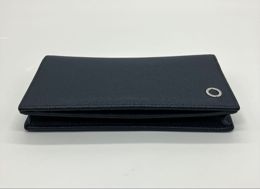 ⭐️ 新型 美品 ブルガリ ブルガリマン 二つ折り 長財布 ネイビー 鑑定