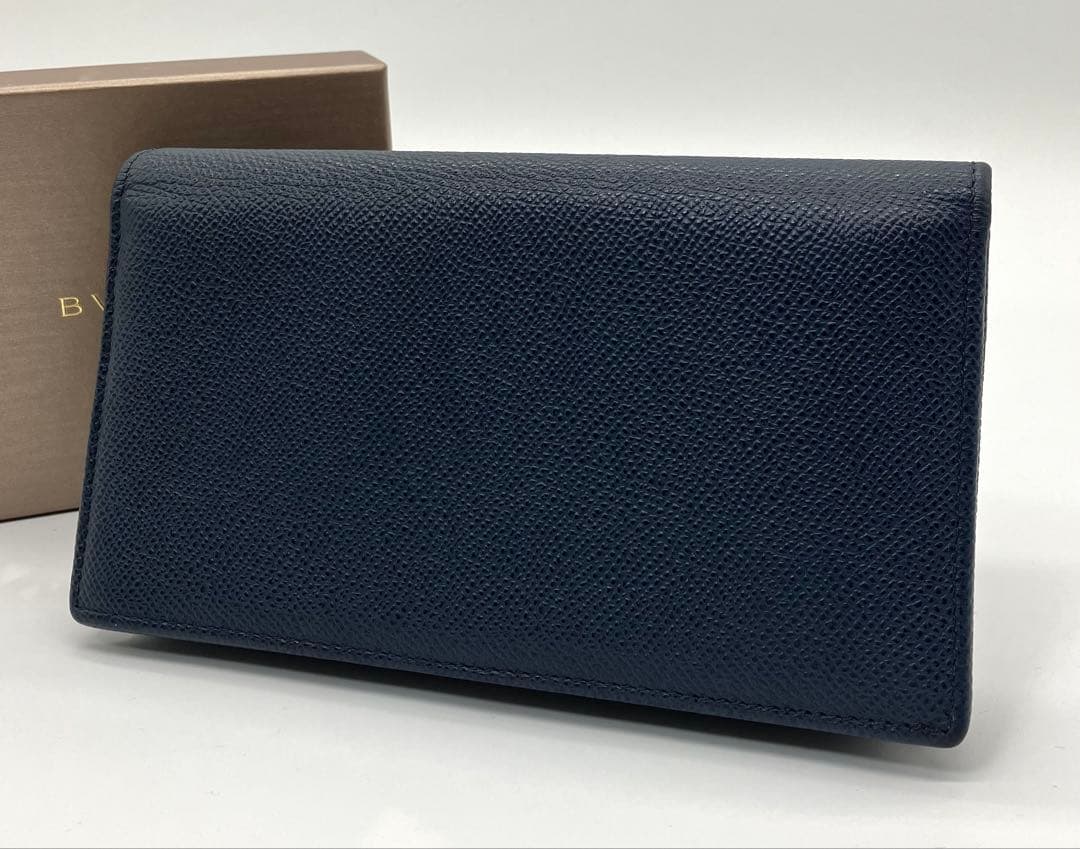 ⭐️ 新型 美品 ブルガリ ブルガリマン 二つ折り 長財布 ネイビー 鑑定