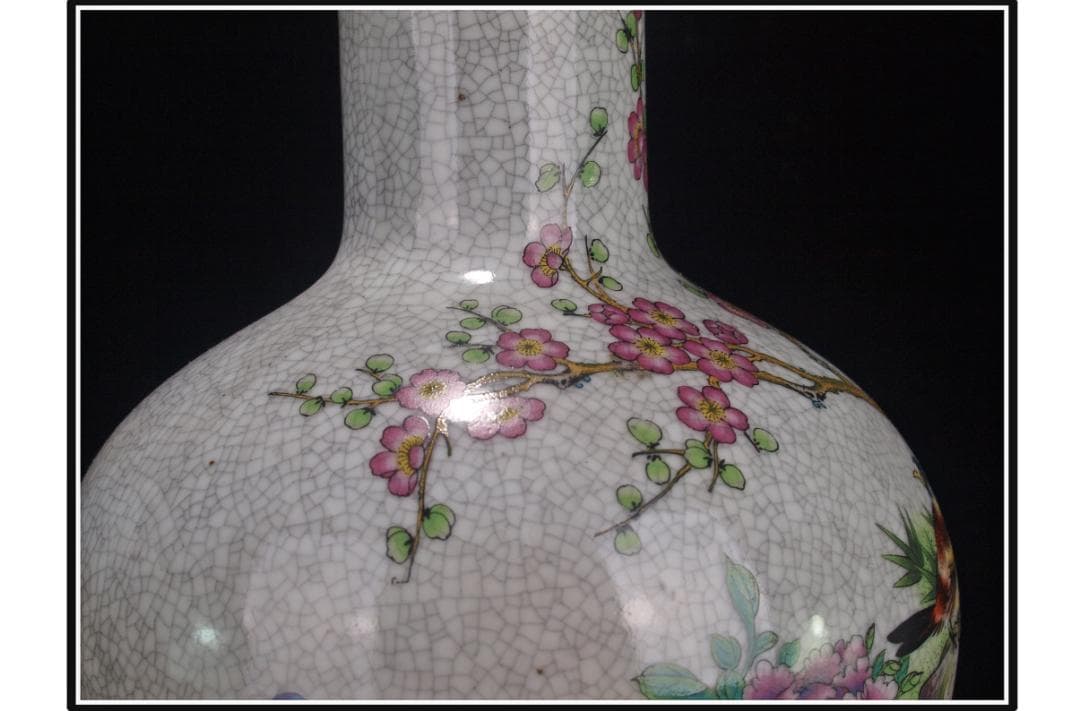 中国 清時代　在銘手描き花瓶 美術品　激安骨董品 DE993B14-5