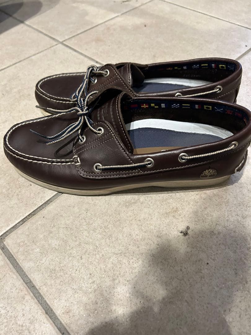 ティンバーランド　ダークブラウン レザー デッキシューズ TBL73