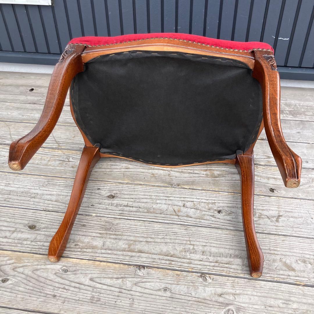 アンティーク 北欧レトロ 木製椅子 猫脚スツール ベロアチェア