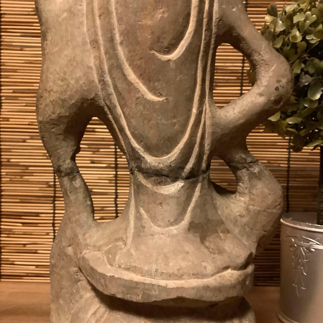 中国・初唐代石仏「水瓶観世音菩薩立像」初唐様式・大乗仏教寺院放出・