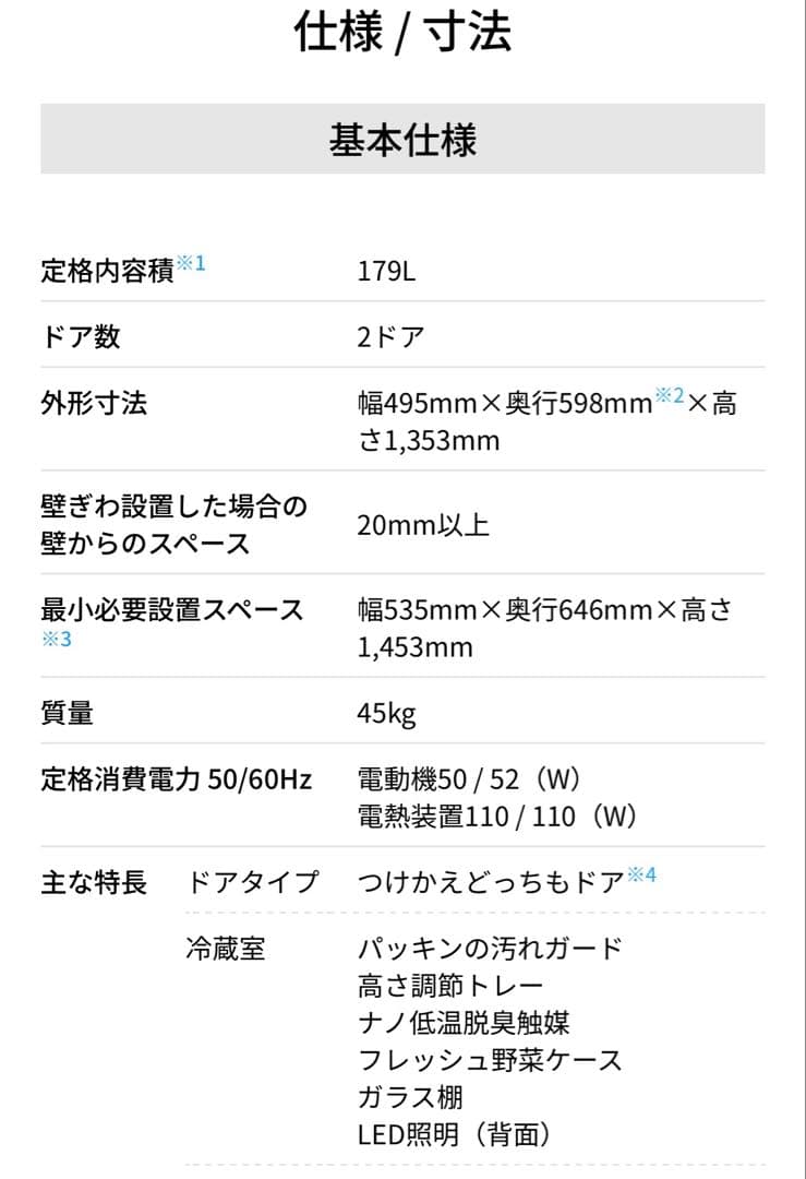 シャープ 冷蔵庫 2024年製SJ-D18K-W 179L