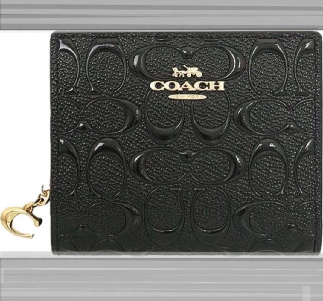 コ チ ミニ財布 二つ折り キ ホルダ COACH エンボスシグネチャ マキシ