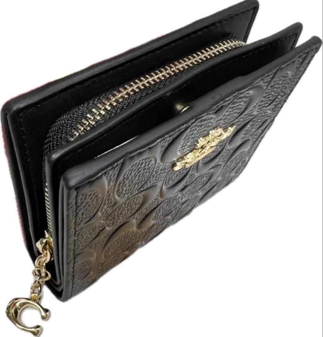 コ チ ミニ財布 二つ折り キ ホルダ COACH エンボスシグネチャ マキシ