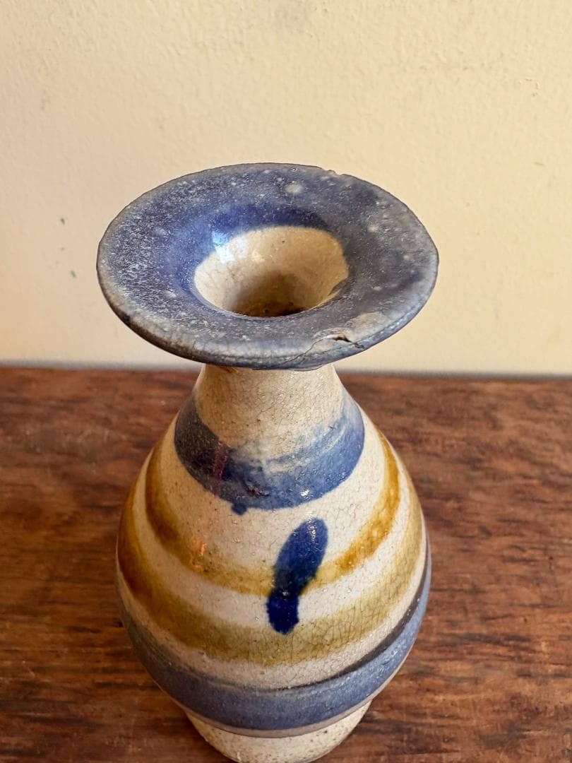 古琉球 花器 瓶子 輪線紋 沖縄やちむん