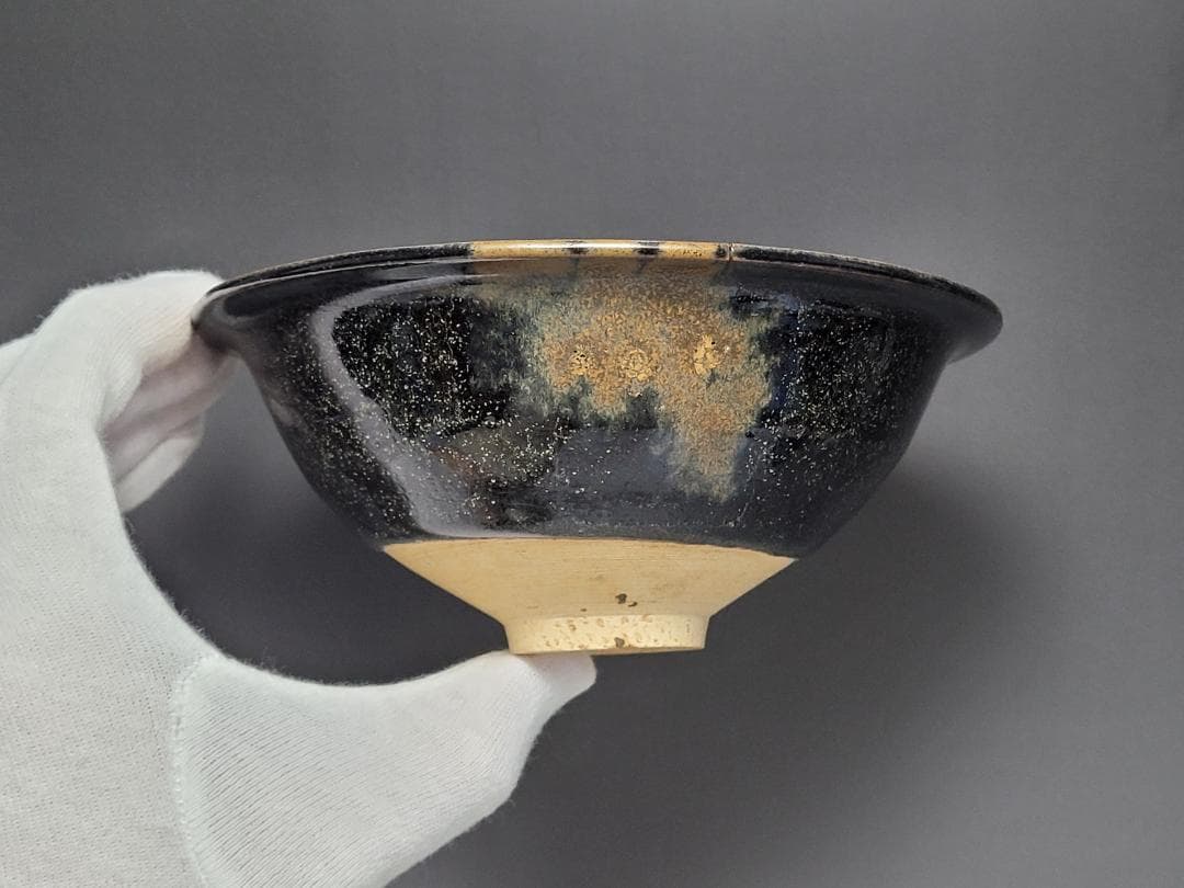 黒釉 窯変紋 茶碗 宋元時代 幅約15.7cm