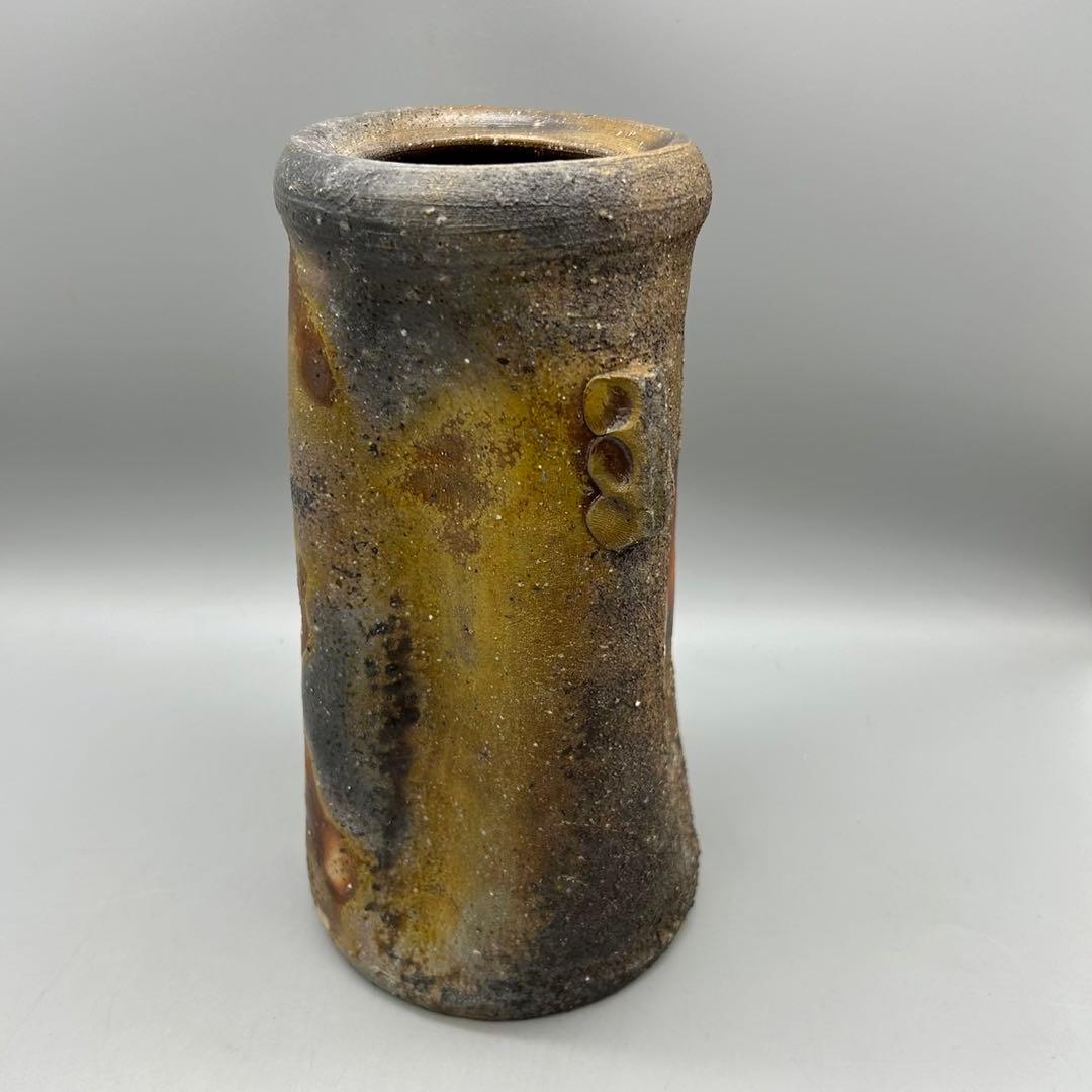 【森泰司　備前　花入　共箱】 花器　花瓶　骨董　アンティーク　インテリア