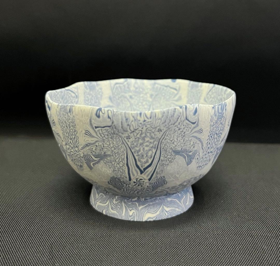 酒器】長江哲男 練上極細酒盃 共箱 栞 ぐい呑 酒器】長江哲男