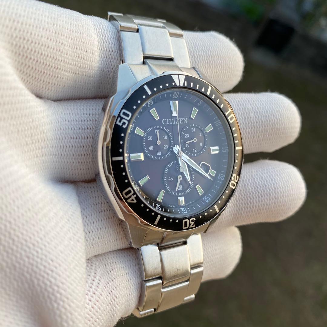 CITIZEN エコ・ドライブ クロノグラフ ブラック メンズ腕時計