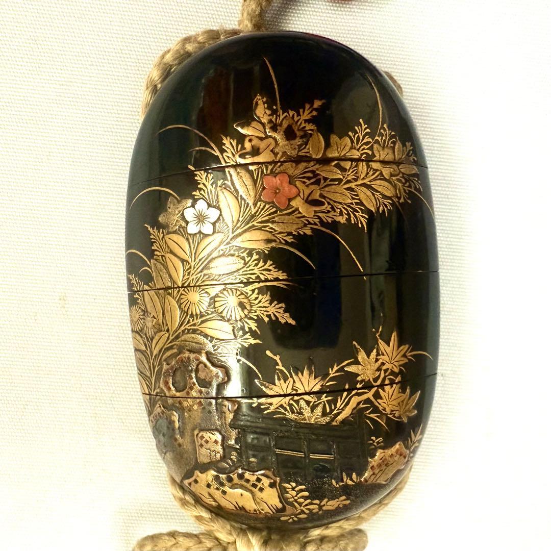 時代物 秋草蒔絵 象嵌細工 印籠 根付 - メルカリ