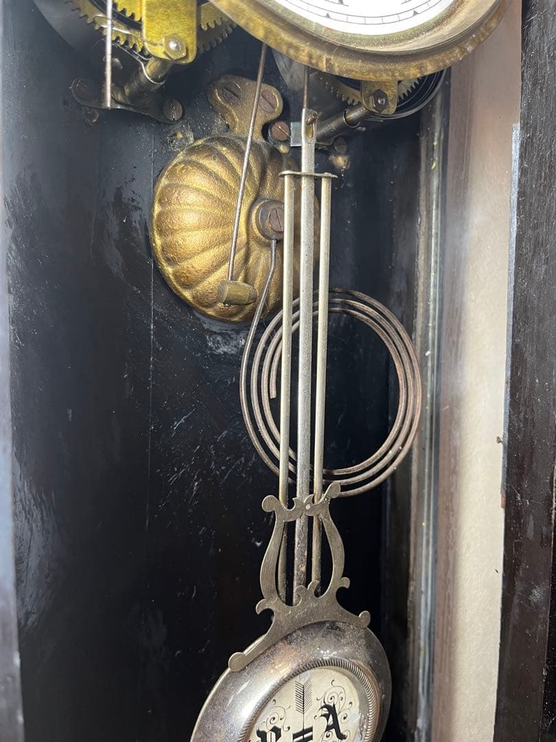 精工舎　黒塗　柱時計　古時計　振り子　レトロ　ゼンマイ　ボンボン　ユンハンス　掛