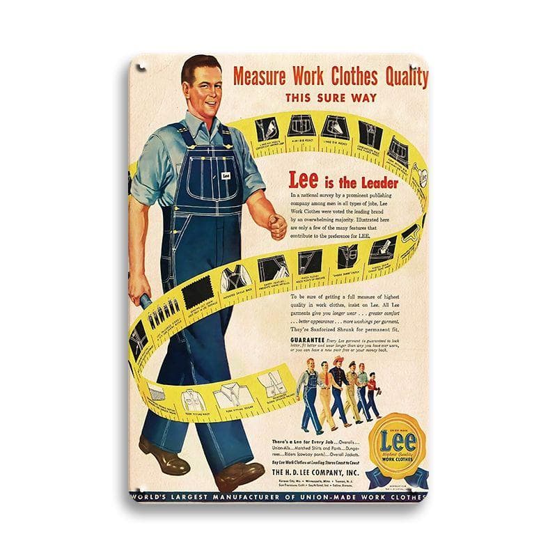 新品 ブリキ看板 Lee ワークウェア レトロ 広告 ポスター インテリア壁