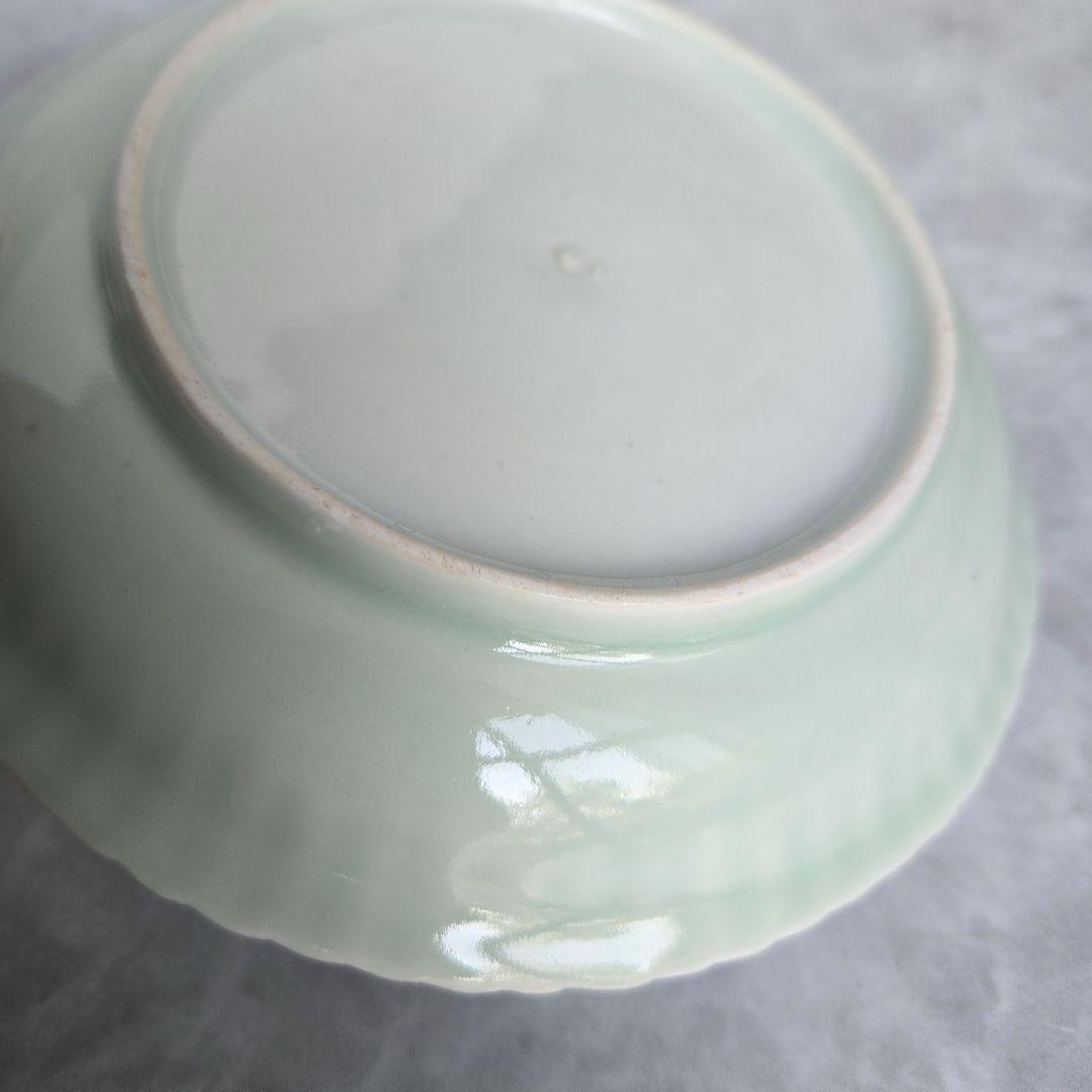 古伊万里　青磁　染付　六寸皿　江戸時代　鎬　金直し　金継ぎ　骨董　アンティーク