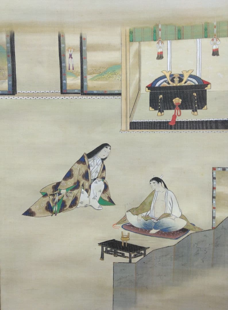 榊原文翠【鑑定箱】「小楠公 之図」大和絵 絹本 掛軸（谷文晁 師事）