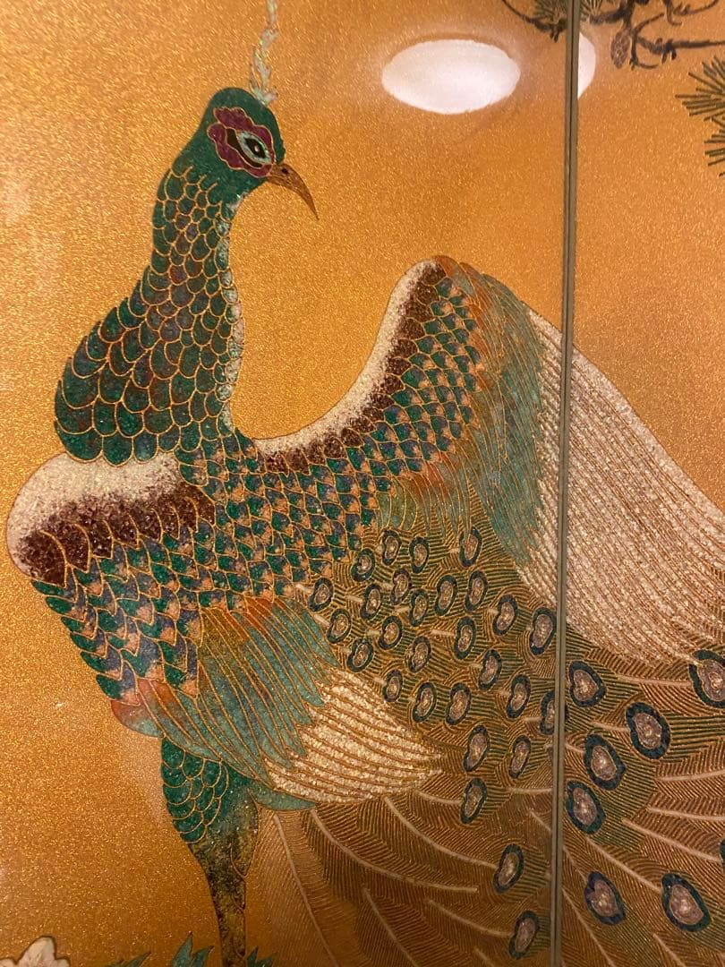 豪華絢爛⭐︎表面ガード付き 孔雀と花の衝立 ダイヤモンド入り（目）