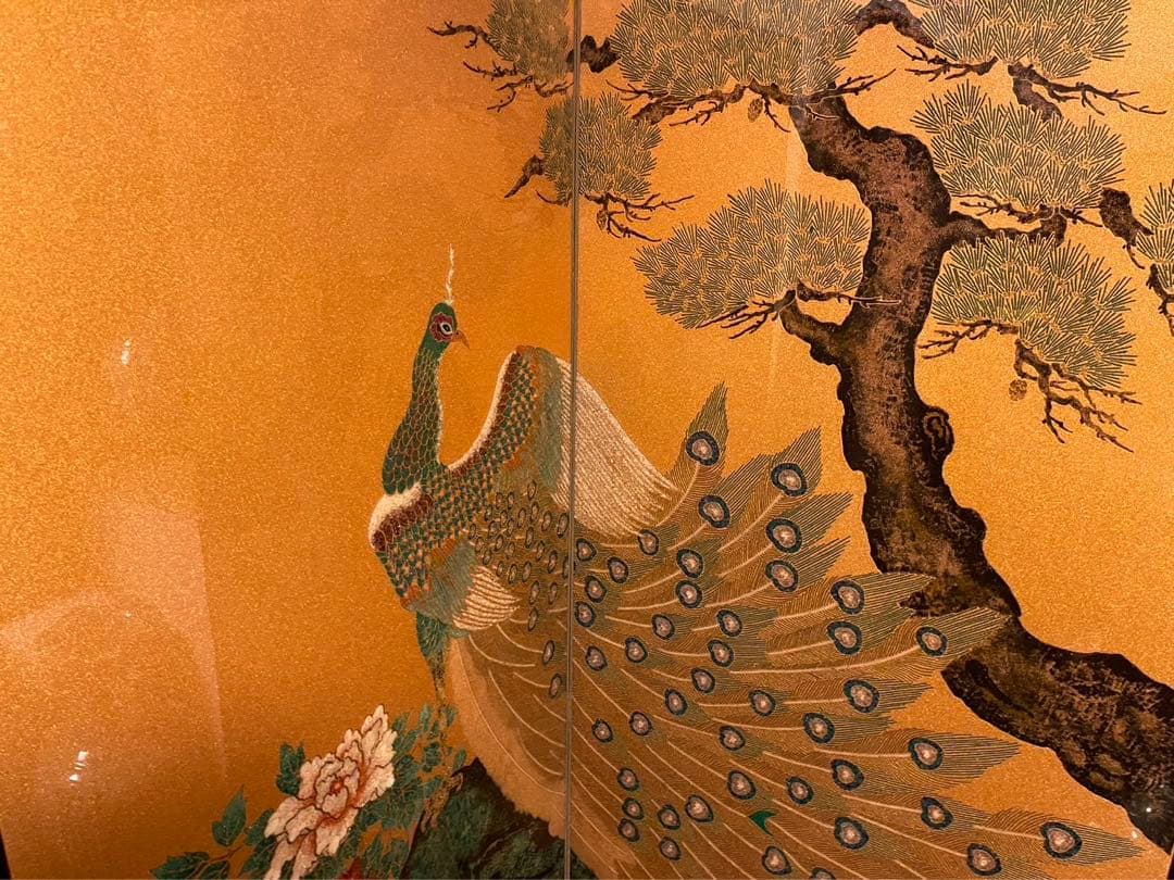 豪華絢爛⭐︎表面ガード付き 孔雀と花の衝立 ダイヤモンド入り（目）