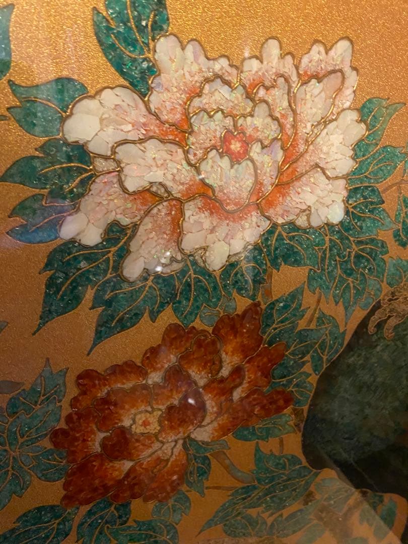 豪華絢爛⭐︎表面ガード付き 孔雀と花の衝立 ダイヤモンド入り（目）