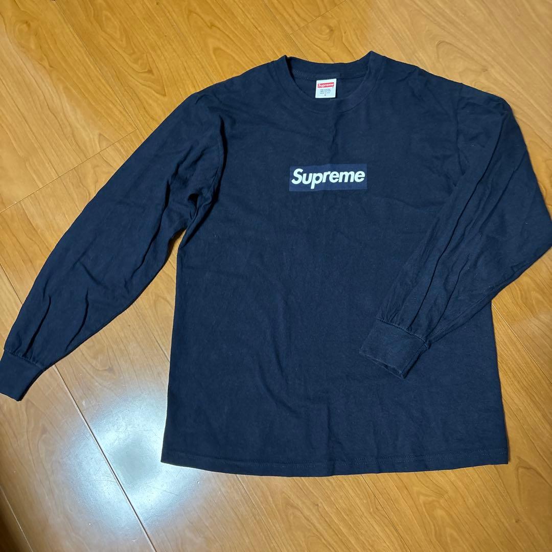 シュプリーム メンズ ロンT カットソー ボックスロゴ ネイビー supreme