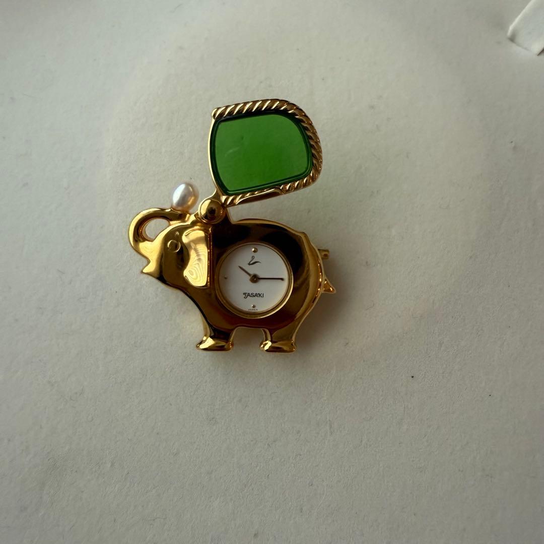 TASAKI タサキ エレファント 時計 本真珠 ブローチ ジュエリー TASAKI