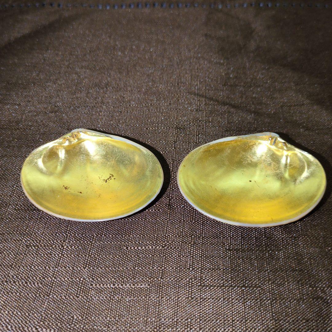 茶道具　香合　「川端近佐」藤色蛤香合 金箔押