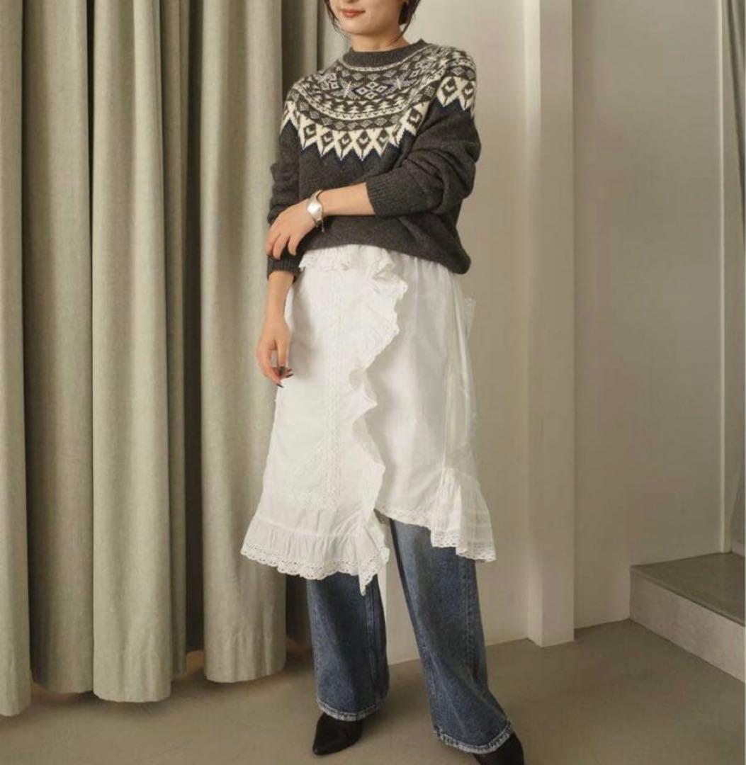 スローブイエナ　クリンクル　レーススカート　クッションブラウス　ヴィンテージ