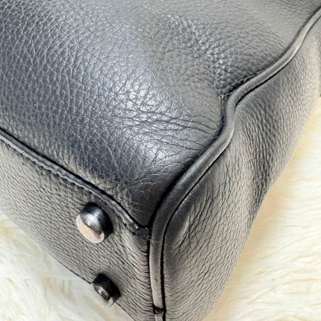 美品 コーチ ブリーフケース 2way オールレザー グラハム シボ革 ブラック