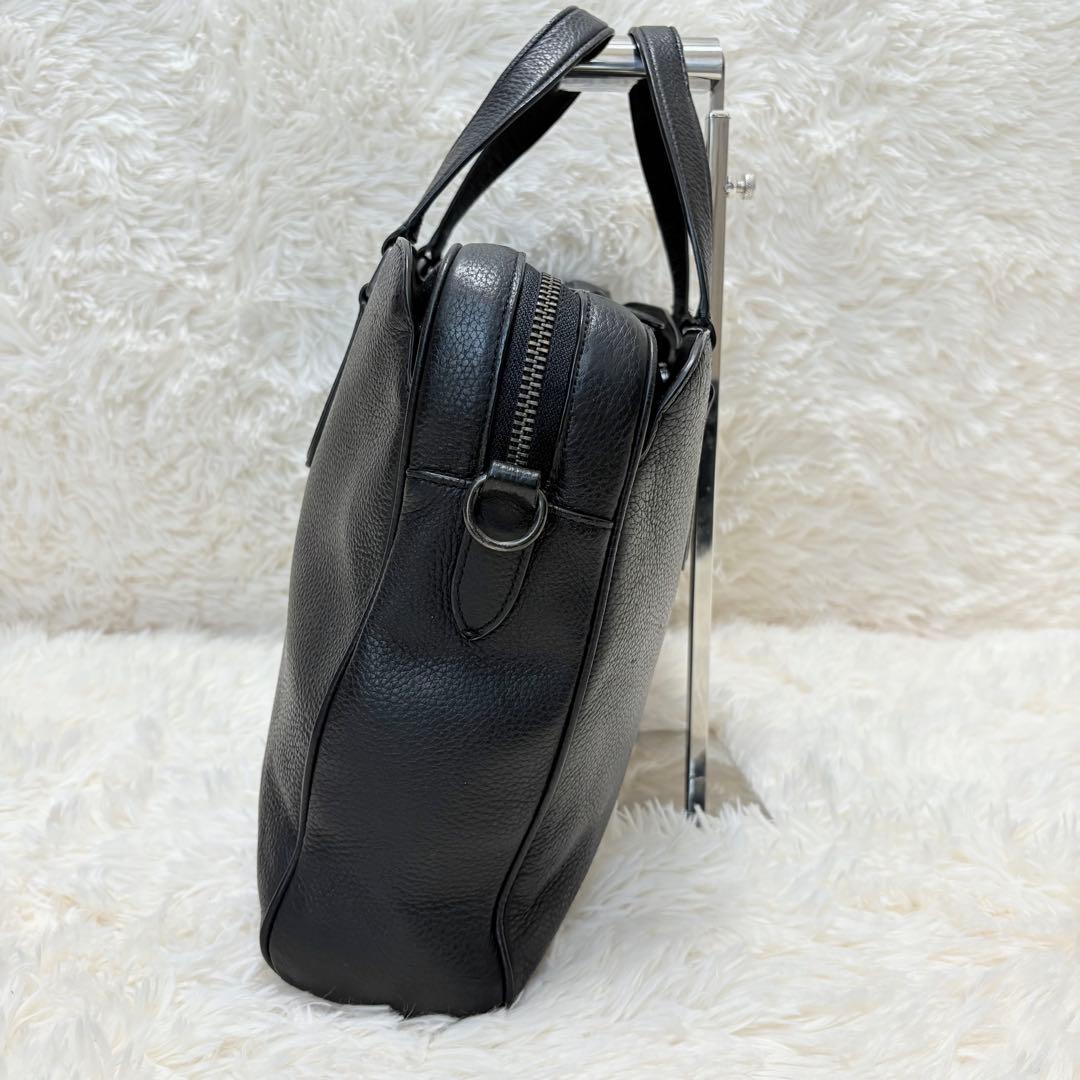 美品 コーチ ブリーフケース 2way オールレザー グラハム シボ革 ブラック