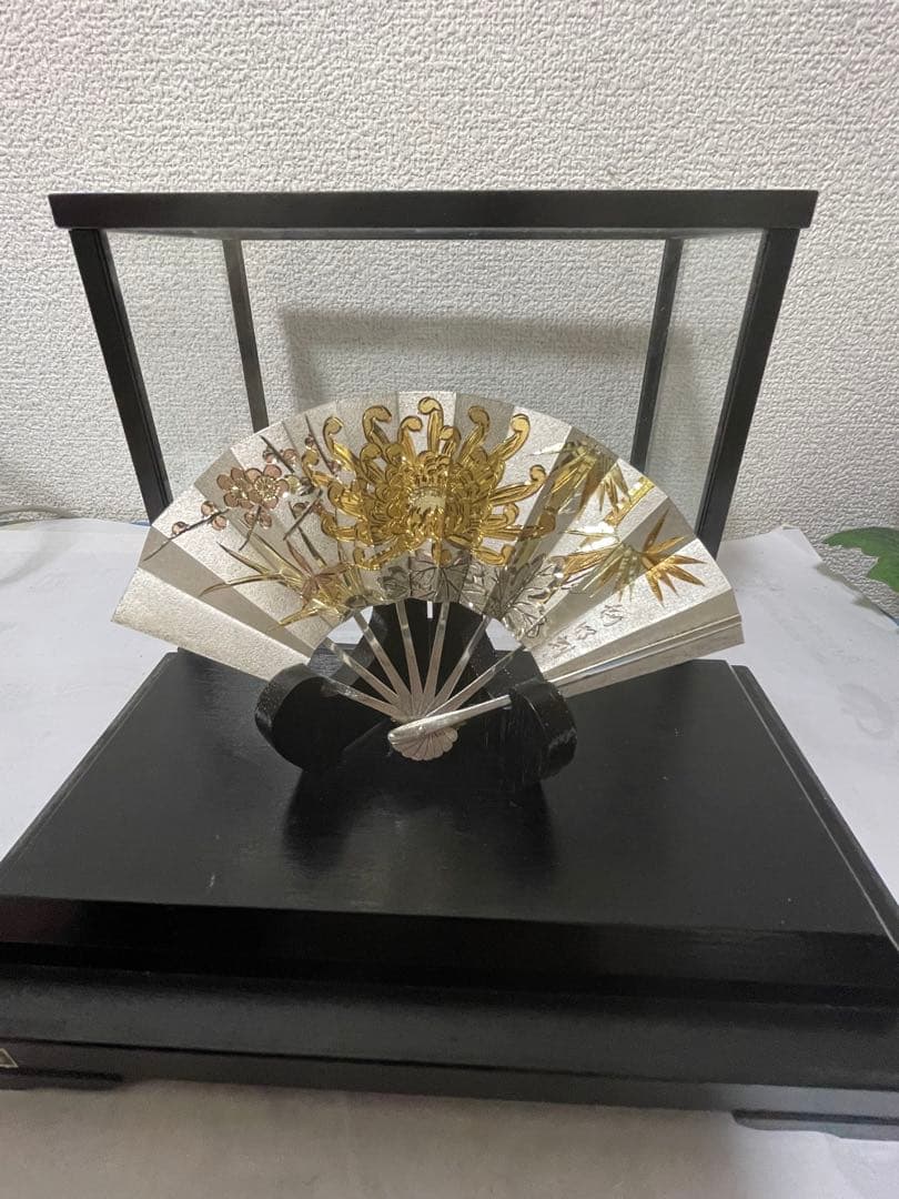 銀製 扇の置物 共箱付き 約37g