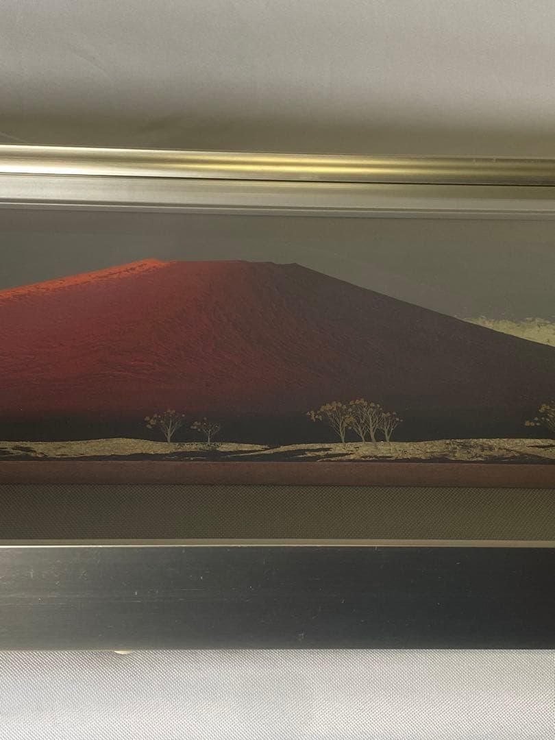 2289❣️ 下川立夏「朱映富嶽」赤富士 日本画 肉筆画 現代日本画家