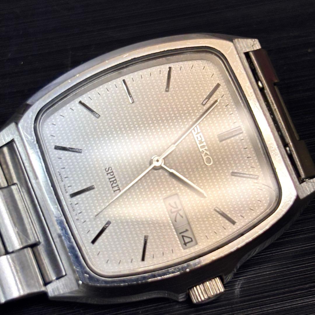 稼働 SEIKOスピリット 7N48-5000 スクエア クォーツ腕時計 メンズ