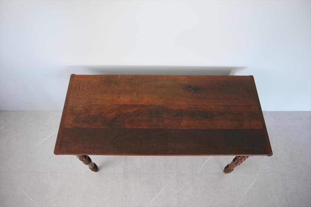 フランスアンティーク木製ダイニングテーブル/机/作業台デスク/飾り棚90-233