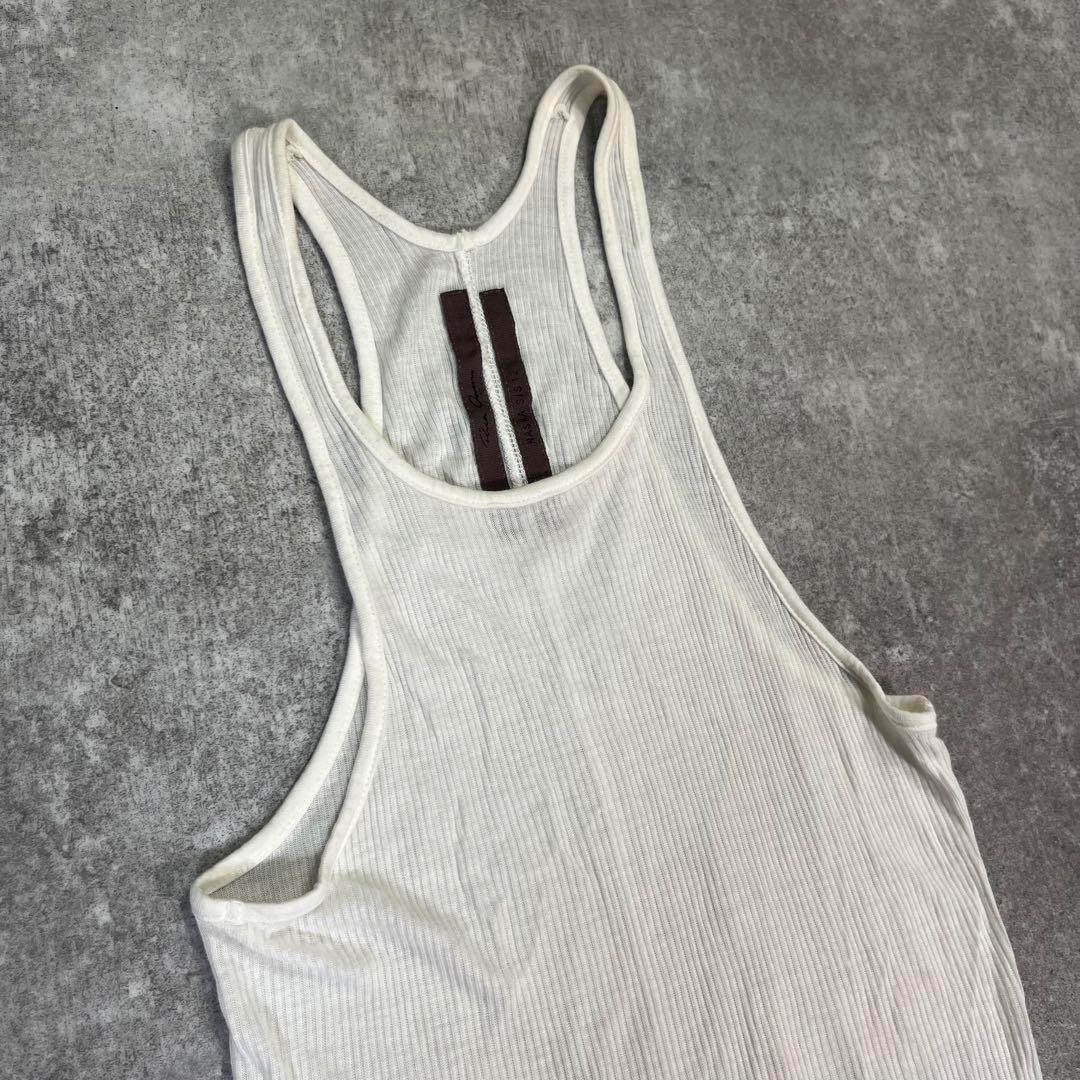 12ss Rick Owens リブタンクトップ 白【42】レーヨン シルク Rick